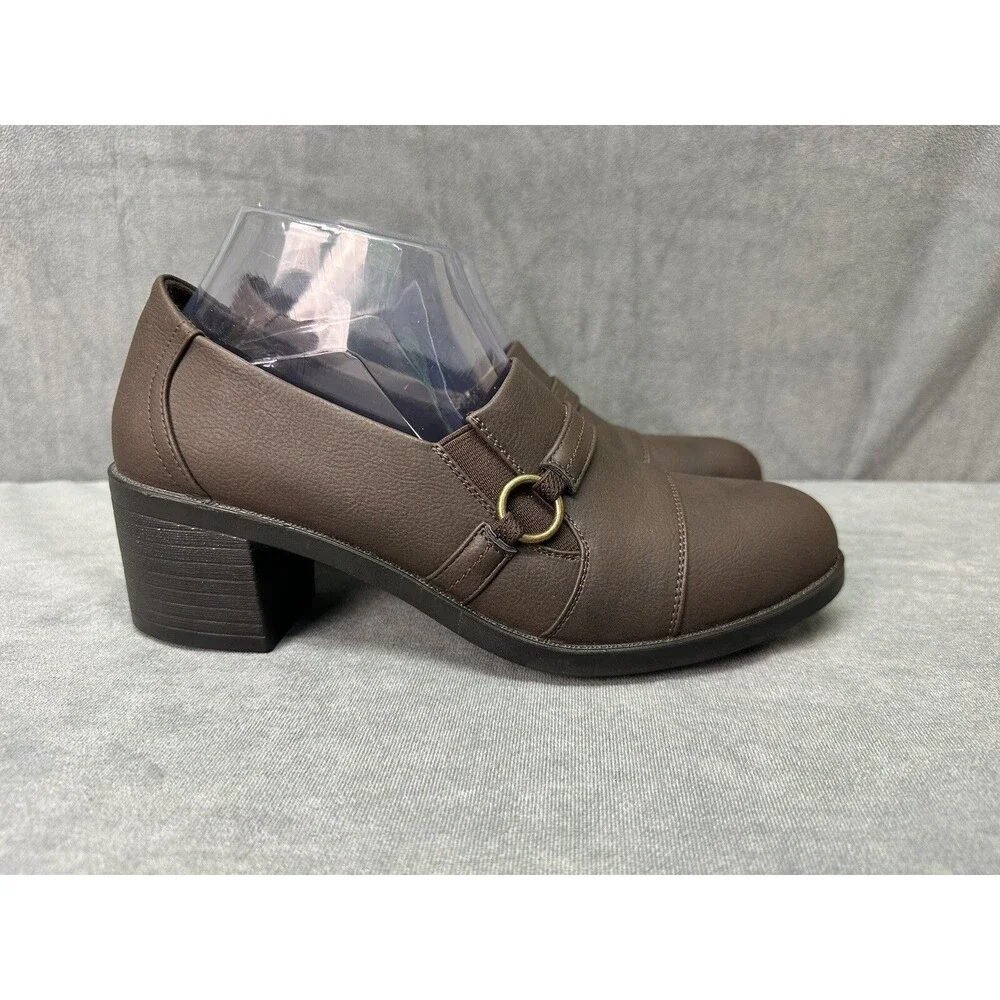 Easy Street Womens LUKA Faux Leather Zipper Block Heel Shooties Shoes Womens 9.5